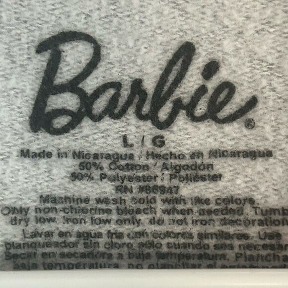 Barbie Women's Gray Logo Pullover Long Sleeve Cotton Blend Sweatshirt L Large - Picture 6 of 6
